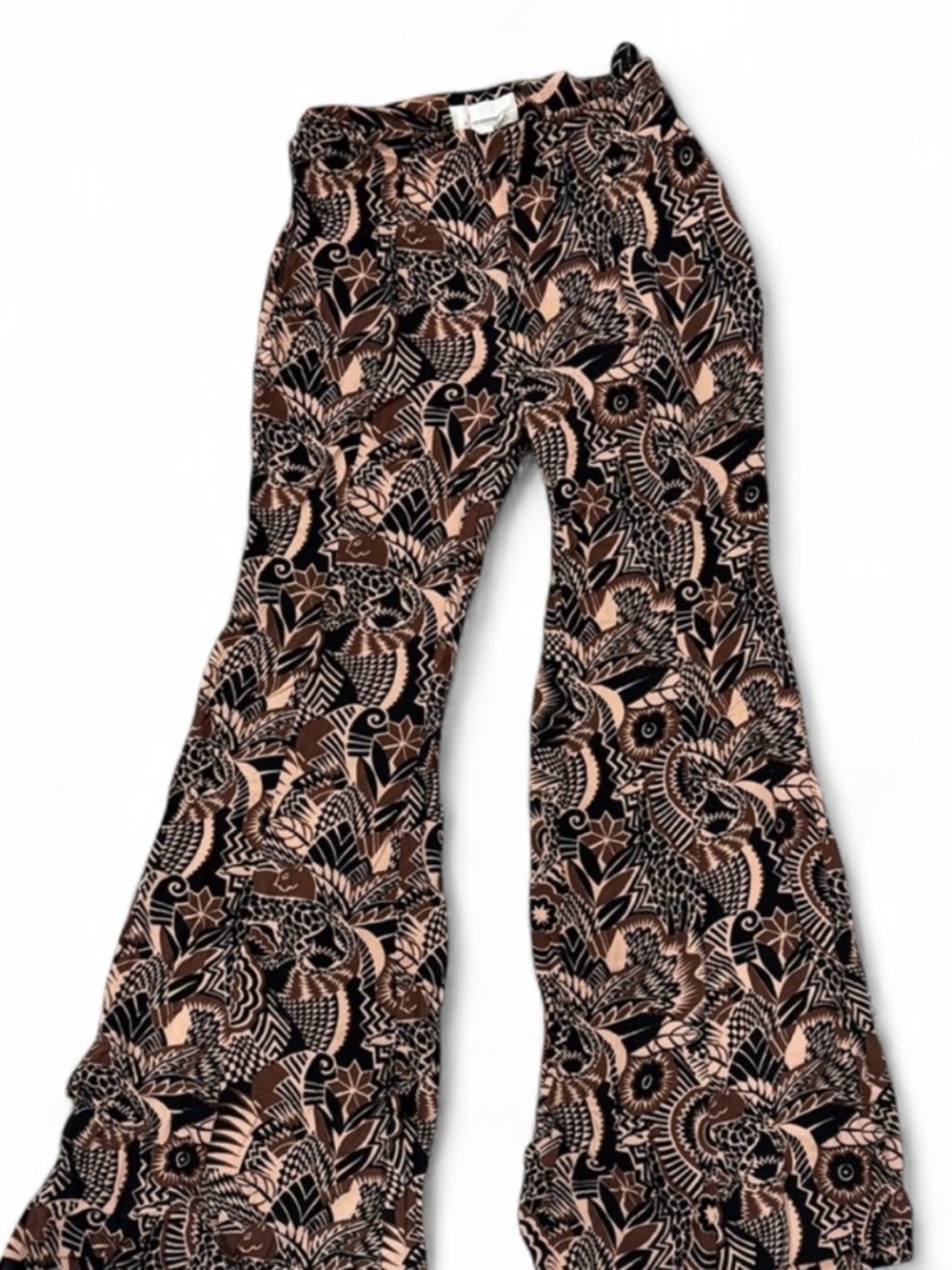 Anthropologie Black and brown patterned Flare Pants